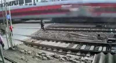 Close shave on the train tracks