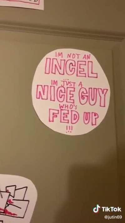 The college dorm room door of an incel