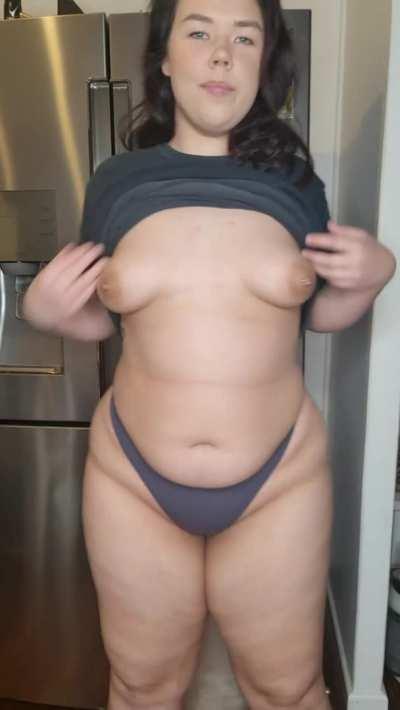 My tits are small for a chubby girl, so I hope the back view was worth the wait