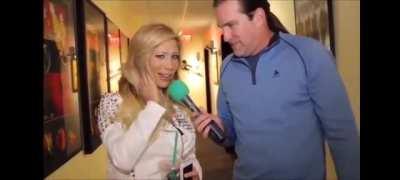 Reporter asks woman if the reason her voice is so 