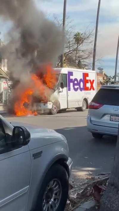 Fed ex truck on my street