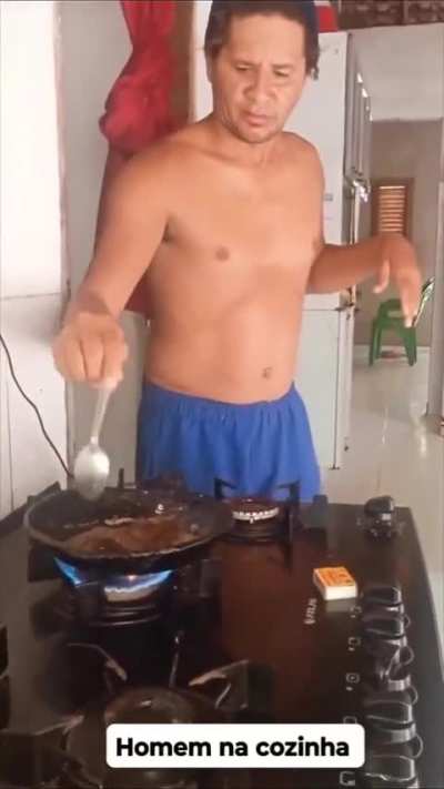 What could go wrong Frying shirtless?
