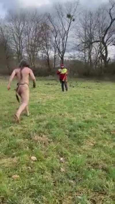 Hunter get surprised by weird naked man