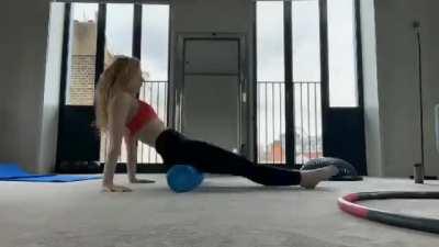 Elle Fanning doing yoga