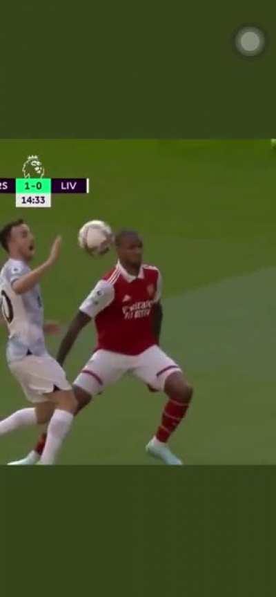 If you know any Liverpool fans show them this. Clearly hits Gabriel’s body before the hand - therefore in the rule books never a penalty. Ref got it spot on