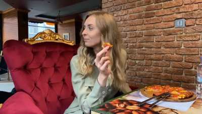 Gooned pussy in a public restaurant