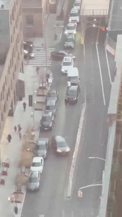 After 10 min of straight honking I look out my window and see people holding up a major road in Brooklyn ... to load their van