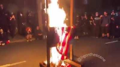 Portland ANTIFA burns US Flags