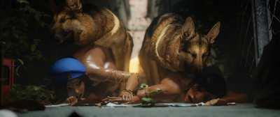 Ana and Pharah take a pair of dogs in an alley. (ZMSFM)