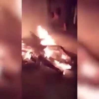 They are chanting Allahu Akbar as they burn a person for allegedly disrespecting Islam. This happened in my country Bangladesh, the place I live in.