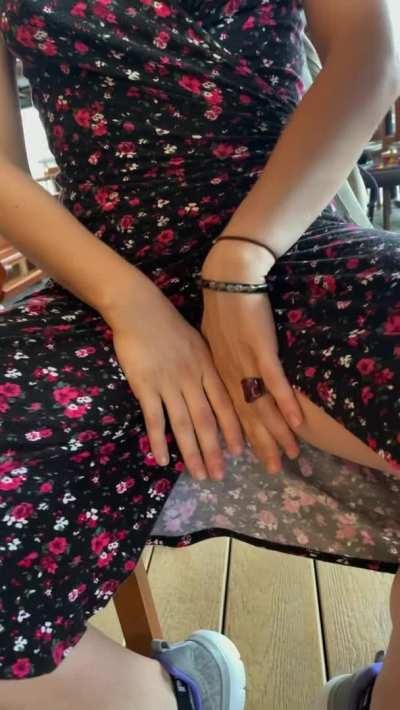 Getting naughty and frisky at this busy open air cafe