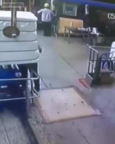 Helmet Saves Chinese Factory Worker