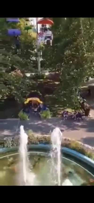 Not my video but, Man hanging off of the Sky Ride at Lagoon