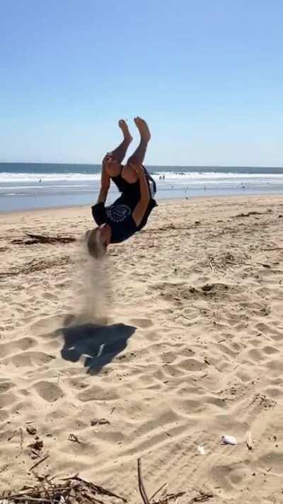 Sand tossed perfectly in the eyes