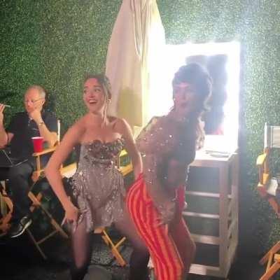 Sarah and Chloe dancing on NYE.