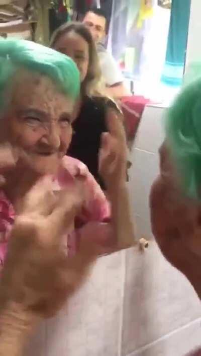 Grandma always wanted to dye her hair, finally happened