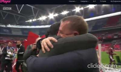 Leicester owner Khun Aiyawatt 'Top', celebrating the FA Cup win with the team.