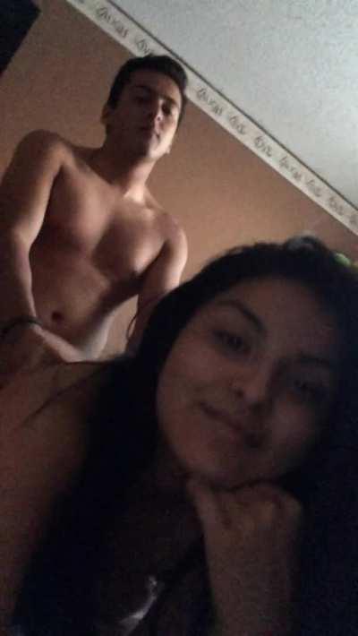 Trying to hurry up before her dad comes home