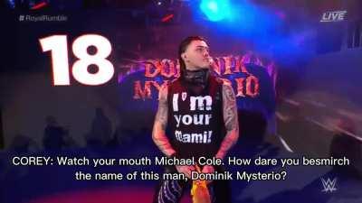 The banter between Cole, Graves, and McAfee during Dominik’s entrance is fn hilarious