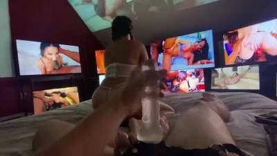 She makes me stroke my “real” cock when we goon!