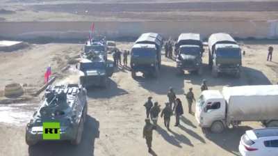 Russian soldiers securing abandoned US military base in Syria, 2019