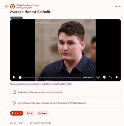 Catholics Freakout! and mass report my post that had +1.2M views. LOL