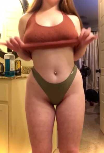 love the look of my lil nips poking through my top (f)