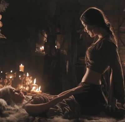 Roxanne McKee grinding on Emilia Clarke