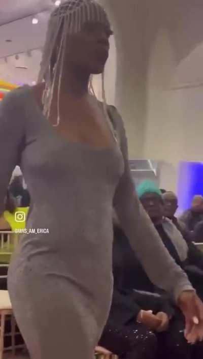 Interesting choice of venue to be modeling