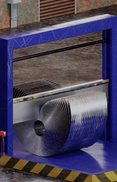 Metal sheets being sliced