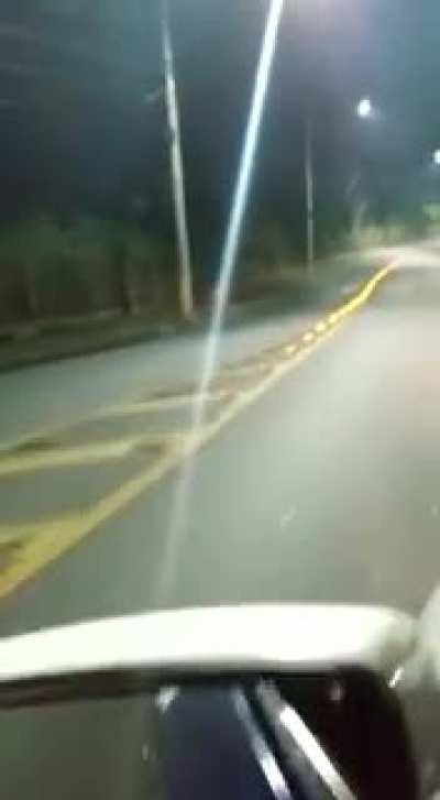 Manned wolf running on the street