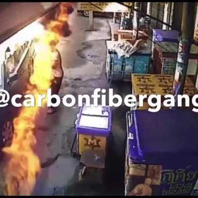 Rolling tire on fire.