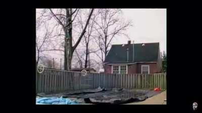 HMFT after Cap’n Video of Canadian Public Access TV fame, sometime in the early 90’s, takes the cover off his pool