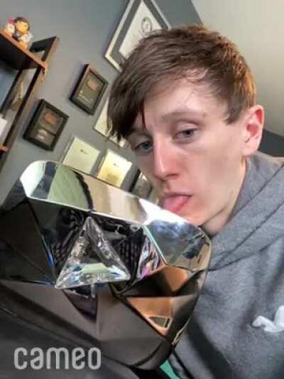 Here he is. Tongue on the diamond play button. No shame. I paid $28 so we could all enjoy this.