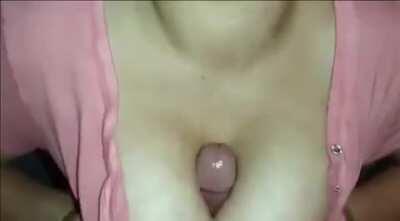 Titty Fucking Step Mom with her Clothes On. Cum on her Shirt