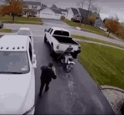 Trying to drive on a makeshift ramp