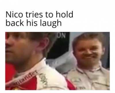 Nico tries to hold back his laugh