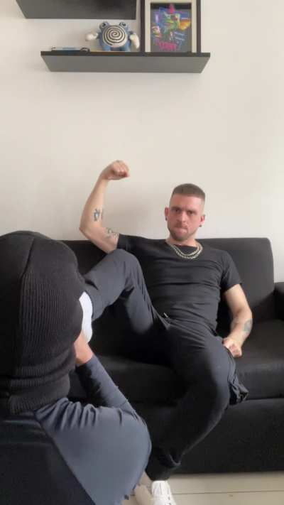 My slave serving me and begging for my feet