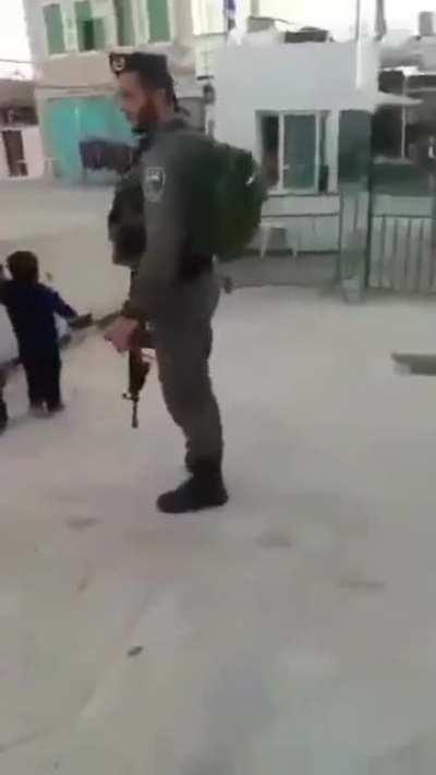 Israeli Nazis kidnap a palestinian toddler playing in his home
