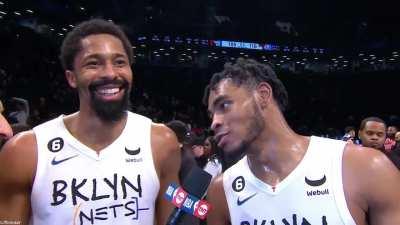 [Highlight] Cam Thomas says something questionable during Spencer Dinwiddie's post game interview