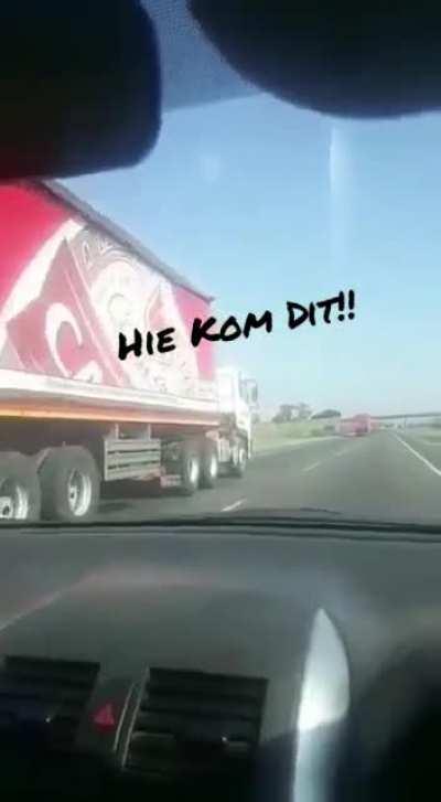 The trucks are on their way. Ons gaan suip!