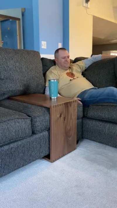 I made a little side table for my sectional.