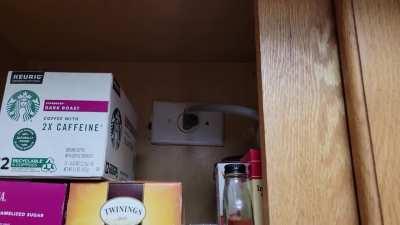 We had an electrician install a microwave over the stove