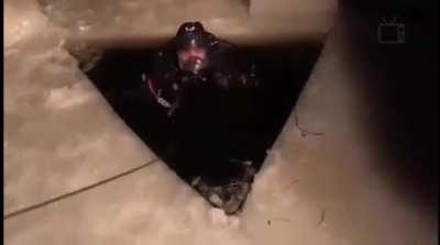 A mother of two, 40, was swept away in a frozen river in front of her children