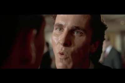 Patrick Bateman talking to lawyer, not possible extended a bit from start.