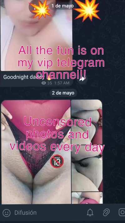 All the fun is on my VIP telegram channel. I upload uncensored photos and videos every day. Ask me!! 