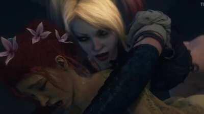 Poison Ivy gets hard pounding by Harley Quinn