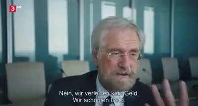 Peter Praet, Chief Economist at the European Central Bank trying to explain how money is created. The whole system is a sham. This is exactly how Wall Street is creating shares. This is exactly how tendies will be made. Not very complicated.