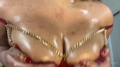 New Clip! Oily Tit Tease: Natural Ebony Boobs 4K