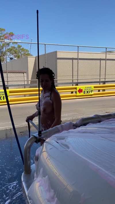Getting all foamy at the car wash